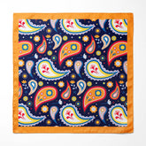 GOLDEN BLUE PAISLEY SILK POCKET SQUARE