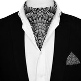 NOIR SILK ASCOT AND POCKET SQUARE SET – PREMIUM COLLECTION