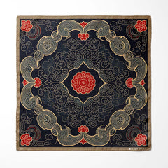 ABSTRACT IKAT SILK ASCOT WITH LAPEL PIN AND POCKET SQUARE