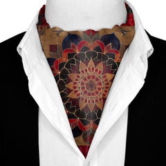 DONNA POBUK SILK ASCOT WITH LAPEL PIN AND POCKET SQUARE