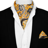 ETHNIC FLORAL VINTAGE SILK ASCOT AND POCKET SQUARE SET – PREMIUM COLLECTION