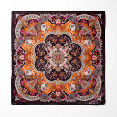 ORNAMENTAL PAISLEY SILK SCARF WITH LAPEL PIN AND POCKET SQUARE