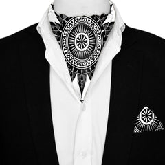 ETHNIC MANDALA SILK ASCOT AND POCKET SQUARE SET – PREMIUM COLLECTION
