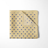 CREAM AND BLUE SPOT SILK POCKET SQUARE