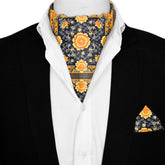 FLOWERS FOLIAGE SILK ASCOT AND POCKET SQUARE SET – PREMIUM COLLECTION
