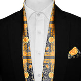 FLOWERS FOLIAGE MEN SCARF AND POCKET SQUARE SET – PREMIUM COLLECTION