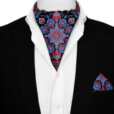 FOLKART QUILT SILK ASCOT AND POCKET SQUARE SET – PREMIUM COLLECTION