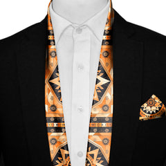 FOLK ART PATTERN MEN SCARF AND POCKET SQUARE SET – PREMIUM COLLECTION