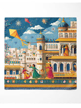 Royal Lahore Basant Night Scarf – Cultural Cityscape Festival Illustration Scarf