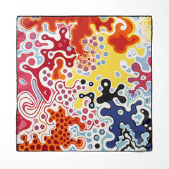 ABSTRACT KEYNOTE SILK ASCOT WITH LAPEL PIN AND POCKET SQUARE