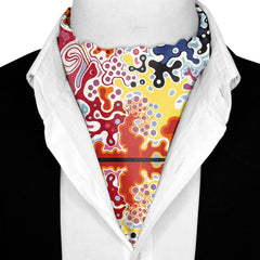 ABSTRACT KEYNOTE SILK ASCOT WITH LAPEL PIN AND POCKET SQUARE