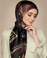 Black Silk Hijab | Black Printed Hijab | Black Wolf