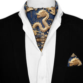 GOLD DRAGON SILK ASCOT AND POCKET SQUARE SET – PREMIUM COLLECTION