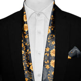 GOLD HUMMINGBIRDS MEN SCARF AND POCKET SQUARE SET – PREMIUM COLLECTION
