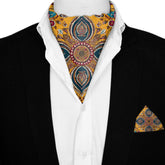 MARIGOLD BLOOM SILK ASCOT AND POCKET SQUARE SET – PREMIUM COLLECTION