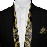 GOLDEN BAROQUE MEN SCARF AND POCKET SQUARE SET – PREMIUM COLLECTION