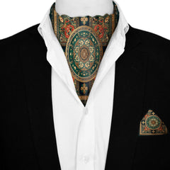 BABYLON SILK ASCOT AND POCKET SQUARE SET – PREMIUM COLLECTION