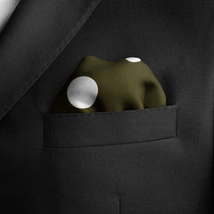 OLIVE POLKA DOTS SILK POCKET SQUARE