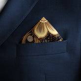 WILLIAM MORRISS GOLD AND BLACK SILK POCKET SQUARE