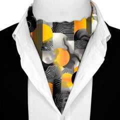 ABSTRACT VINTAGE SILK ASCOT AND POCKET SQUARE SET – PREMIUM COLLECTION