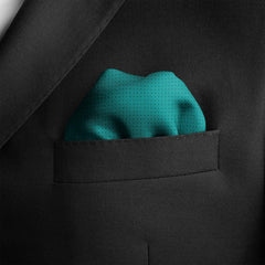 PETROL GREEN DOT SILK POCKET SQUARE