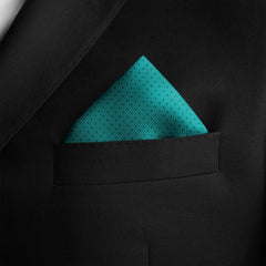 PETROL GREEN DOT SILK POCKET SQUARE