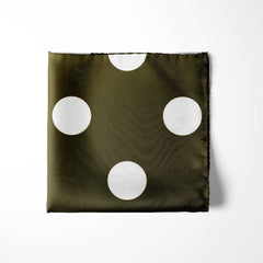 OLIVE POLKA DOTS SILK POCKET SQUARE
