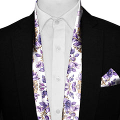 LISIANTHUS FLOWERS MEN SCARF AND POCKET SQUARE SET – PREMIUM COLLECTION
