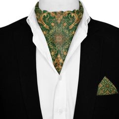VERIDIAN SILK ASCOT AND POCKET SQUARE SET – PREMIUM COLLECTION