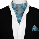 CELESTE SILK ASCOT AND POCKET SQUARE SET – PREMIUM COLLECTION