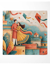 Lahore Basant Romance Illustrated Scarf – Festival Art Print Scarf