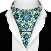 ELEGANT ABSTRACT FLORAL SILK ASCOT AND POCKET SQUARE SET – PREMIUM COLLECTION