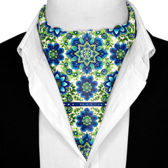 ELEGANT ABSTRACT FLORAL SILK ASCOT AND POCKET SQUARE SET – PREMIUM COLLECTION
