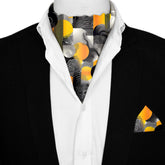 ABSTRACT VINTAGE SILK ASCOT AND POCKET SQUARE SET – PREMIUM COLLECTION