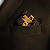 BROWN X GEOMATRIC SILK POCKET SQUARE