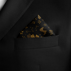 NOIR FAUNA SILK POCKET SQUARE