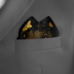 NOIR FAUNA SILK POCKET SQUARE