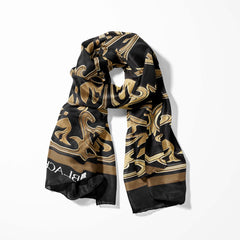 ARABIC FLORAL SILK SCARF WITH LAPEL PIN AND POCKET SQUARE