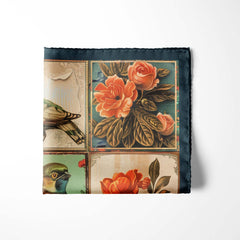 BIRD COLLAGE SILK POCKET SQUARE