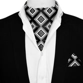 SQUARES GEOMETRIC SILK ASCOT AND POCKET SQUARE SET – PREMIUM COLLECTION