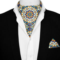 ARABESQUE VINTAGE ELEGANT SILK ASCOT AND POCKET SQUARE SET – PREMIUM COLLECTION