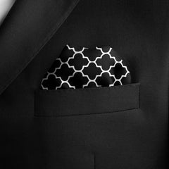 SILVER GEOMETRIC SILK POCKET SQUARE
