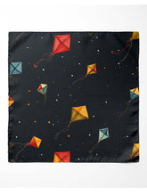 Midnight Basant Kite Printed Scarf – Lahore Basant Inspired Black Scarf