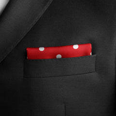 RED POLKA DOTS SILK POCKET SQUARE