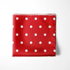 RED POLKA DOTS SILK POCKET SQUARE