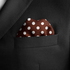COFFEE BROWN POLKA DOTS SILK POCKET SQUARE