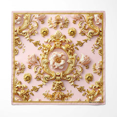 ORNATEL PATTERN SILK ASCOT WITH LAPEL PIN AND POCKET SQUARE