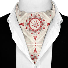 BEAUTIFUL STAR GEOMETRIC SILK ASCOT WITH LAPEL PIN AND POCKET SQUARE