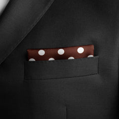 COFFEE BROWN POLKA DOTS SILK POCKET SQUARE