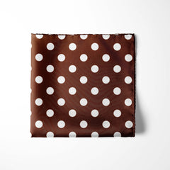 COFFEE BROWN POLKA DOTS SILK POCKET SQUARE